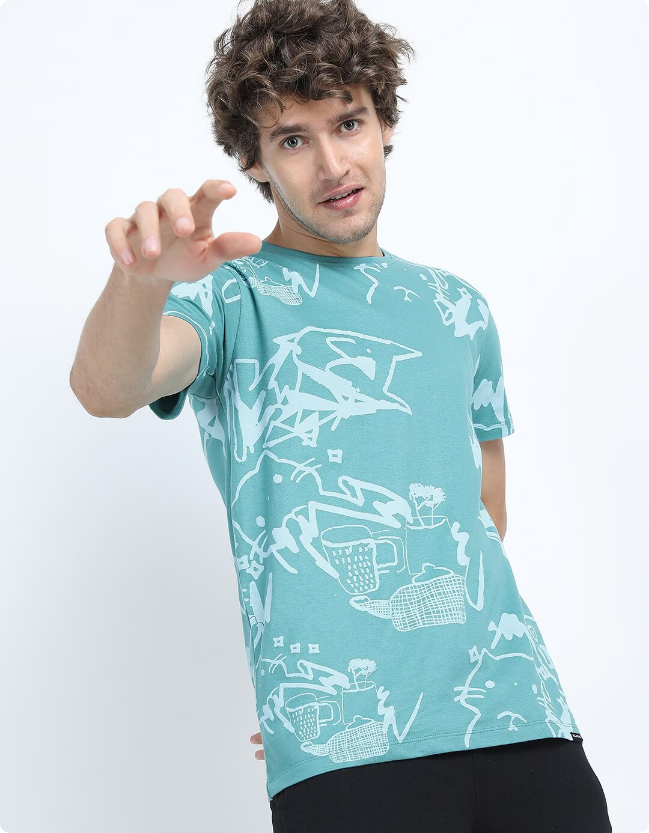 Sky Blue Print T-Shirt