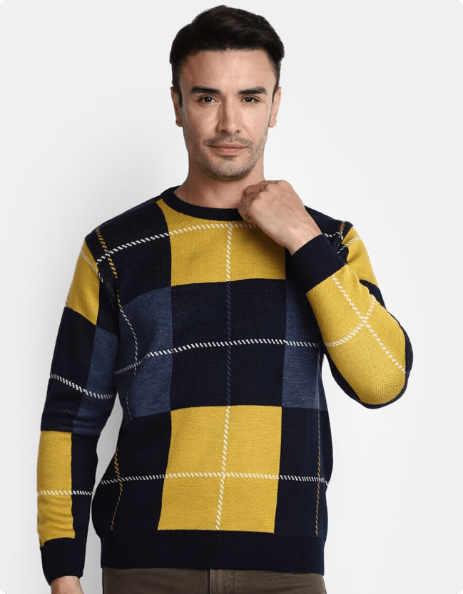 Checked Cotton Pullover