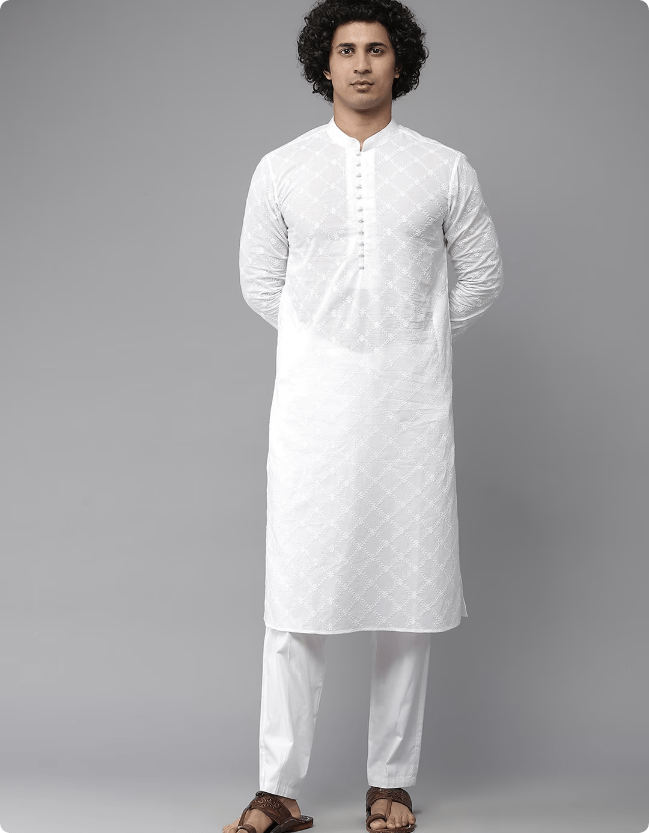 Men White Chikankari…