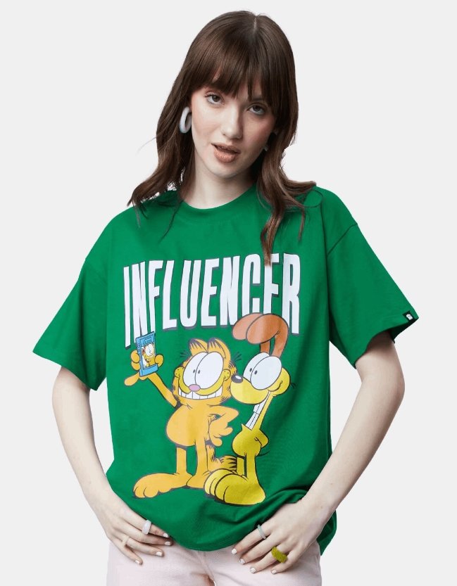 Garfield Graphic Printed Cotton Oversize Oversized T-shirt