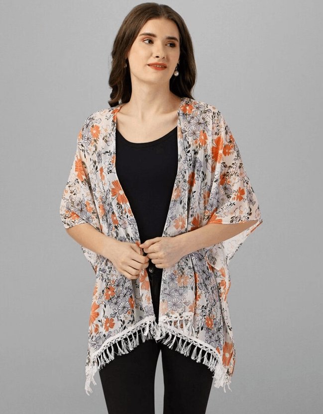 Women Printed Tasselled Shrug