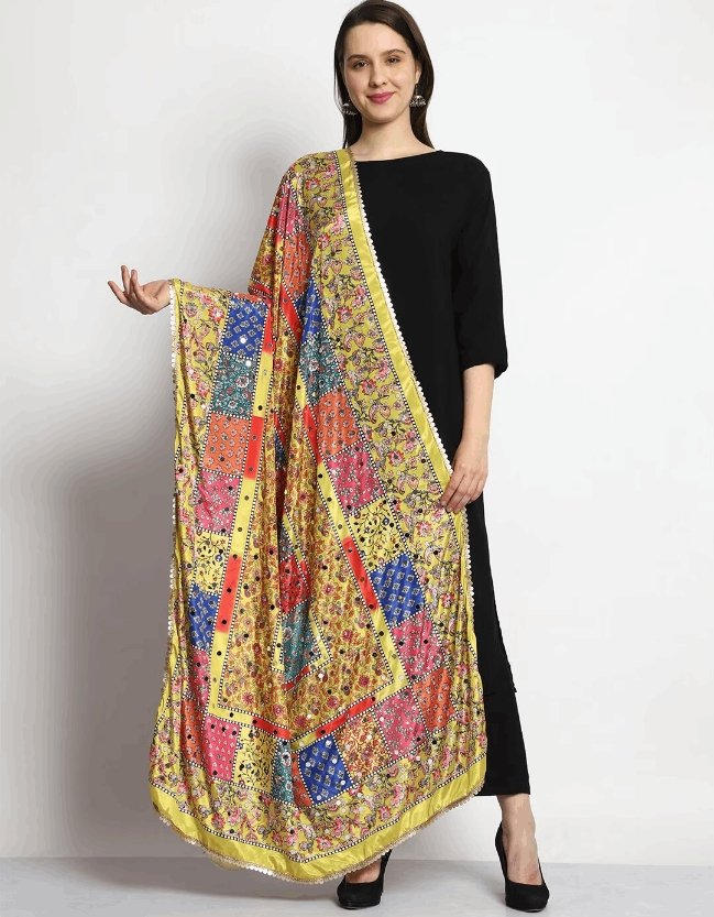 Printed Pakistani Bridal Mirror Work Chiffon Dupatta